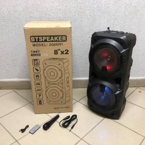 Колонка ZQS-8201 Бездротова переносна акустична Bluetooth з підсвічуванням мікрофоном AUX пульт Д/У