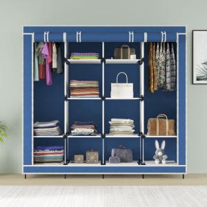 Складна тканинна шафа для одягу 170*45*170см Storage Rack, універсальна тканинна шафа для речей Синій