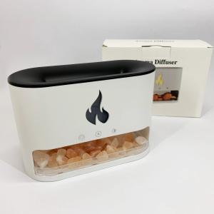 Лампа зволожувач повітря Docsal Flame 3 в 1 з соляним камінням, Портативний зволожувач лампа біла
