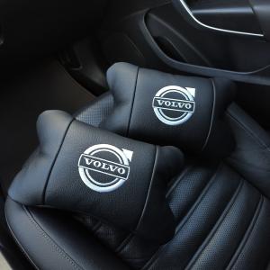 Набір шкіряних подушок Volvo + брелок у подарунок, Автоподушки Volvo з вишивкою