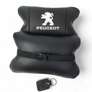 Набір подушок Peugeot із шкіри + брелок у подарунок, Автоподушки з вишивкою