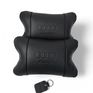 Набір шкіряних подушок Audi + брелок у подарунок, подушки на підголовник у авто