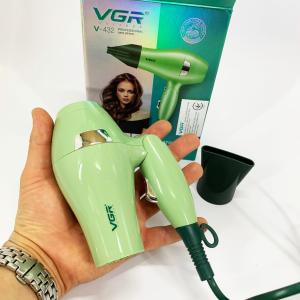 Фен для волосся дорожній VGR V-432 GREEN, з концентратором 1000Вт, іонізація та 2 режими. Колір: зелений