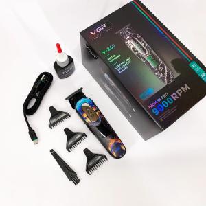 Тример акумуляторний для стрижки VGR V-260 RED, 3 насадки, LED дисплей