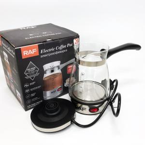 Електрична турка для кави RAF R.125 Кавоварка зі скляною чашею 500мл 600 Вт Black