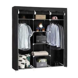 Шафа тканинна 3 секції складана з каркасом STORAGE WARDROBE 175 х 130 х 45 см. Колір: чорний