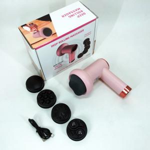 Масажер антицелюлітний для тіла рук та ніг 4 насадки 6 швидкостей Deep Rolling Massager. Колір: рожевий