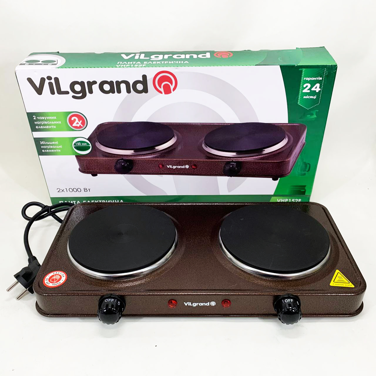 Настільна плита електрична ViLgrand VHP152F. Колір: коричневий