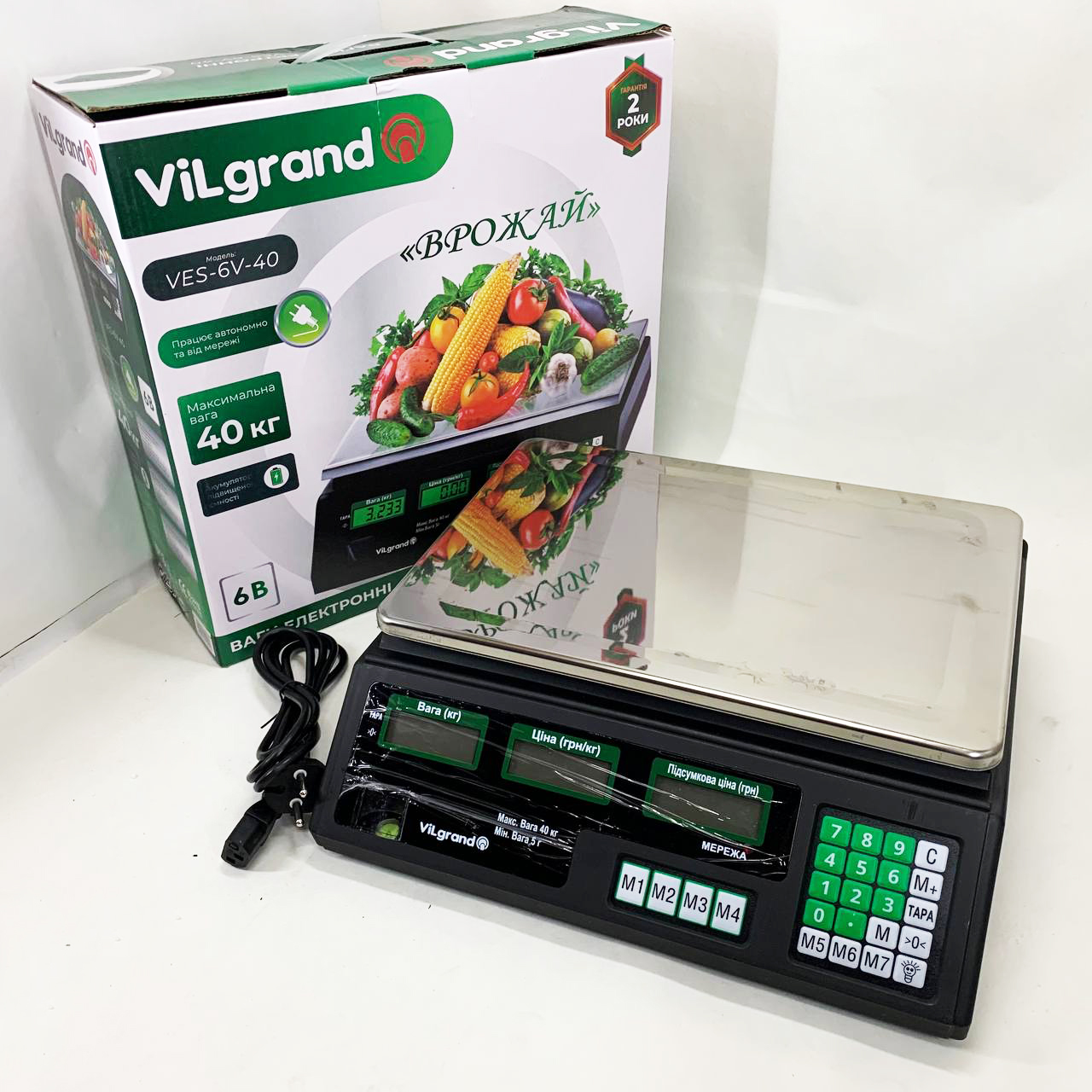 Ваги торговельні ViLgrand VES-6V-40 40 кг з калькулятором та акумулятором