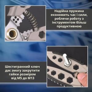 Інструмент для зняття ізоляції 16 в 1, стискання клем, зачистки проводів Мультитул стрипер