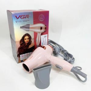 Фен для волосся дорожній VGR V-432 PINK, з концентратором 1000Вт, іонізація та 2 режими Pink