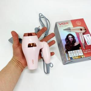 Фен для волосся дорожній VGR V-432 PINK, з концентратором 1000Вт, іонізація та 2 режими Pink