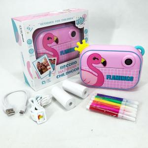 Дитячий фотоапарат миттєвого друку YT008 PINK FLAMINGO з підтримкою microSD
