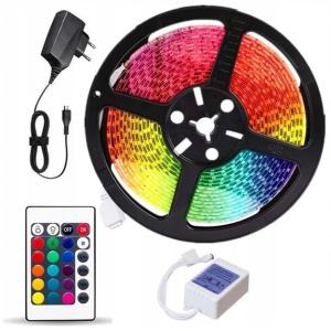 Світлодіодна стрічка SMD 3528 RGB 5м з пультом та блоком живлення гірлянда