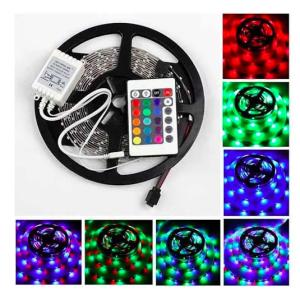 Світлодіодна стрічка SMD 3528 RGB 5м з пультом та блоком живлення гірлянда