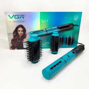 Електрична фен-щітка VGR V-489 стайлер для укладання волосся 1300Вт Blue