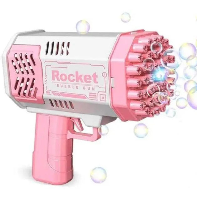 Дитячий пістолет мильні бульки Rocket Bubble Gun 15,8 см автоматичний. Колір: рожевий