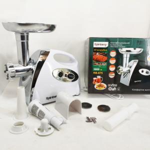 М'ясорубка Rainberg RB-675 3800Вт із соковижималкою, електрична з насадками для шатківниці White