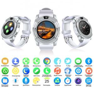 Розумний смарт-годинник Smart Watch V8. Колір: білий