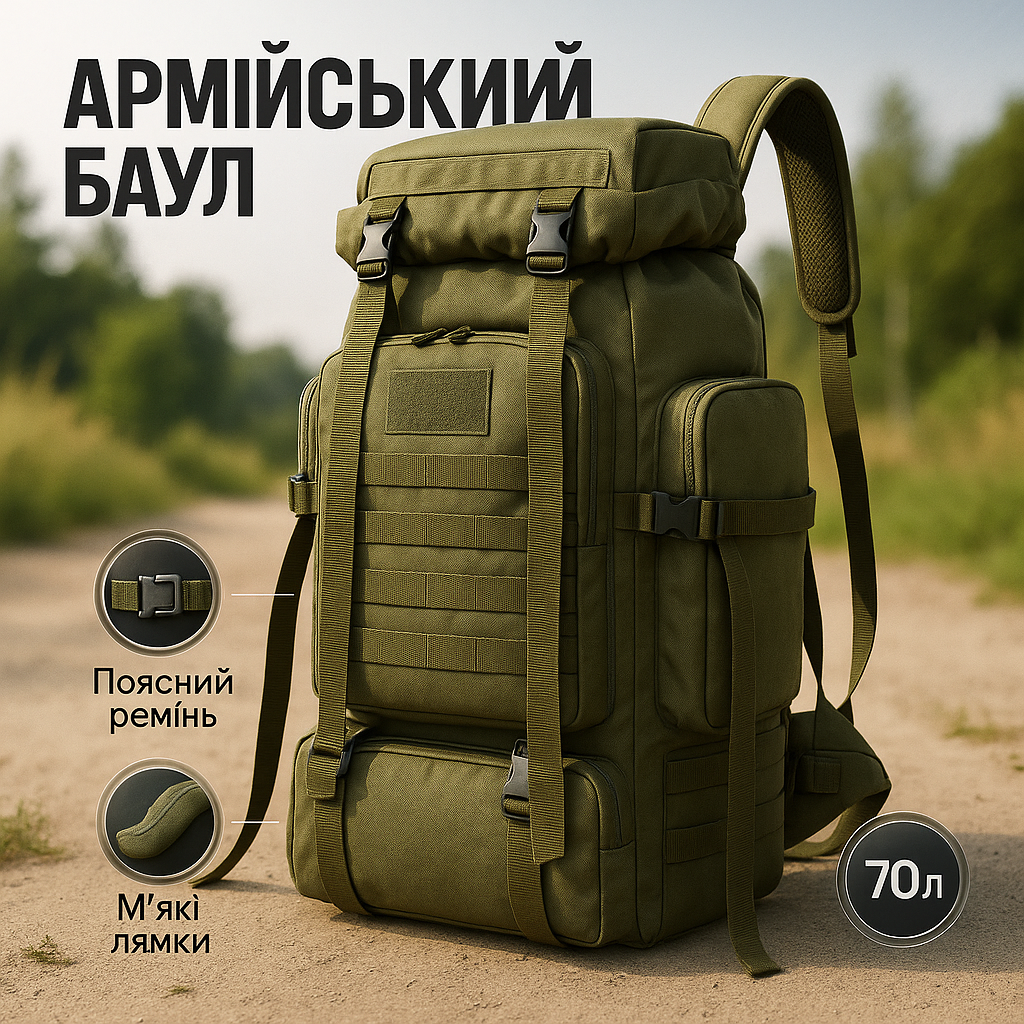 Великий військовий рюкзак 70л