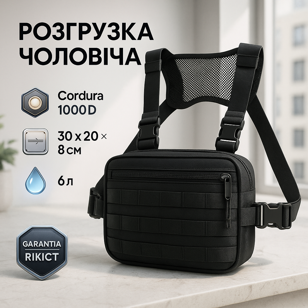 Нагрудна сумка жилет чорна