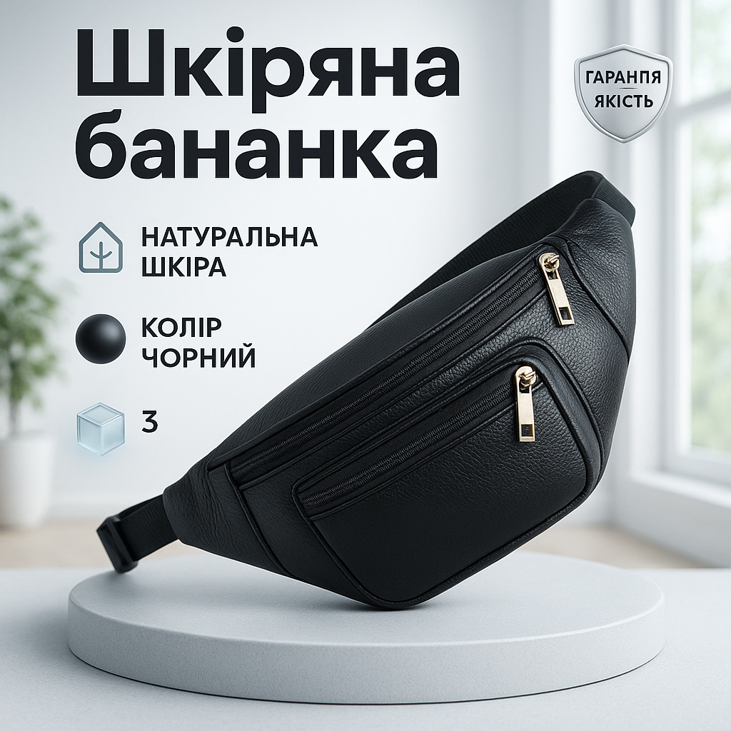 Шкіряна бананка чорна